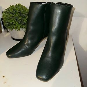 New Look Forest Green Leather Booties
